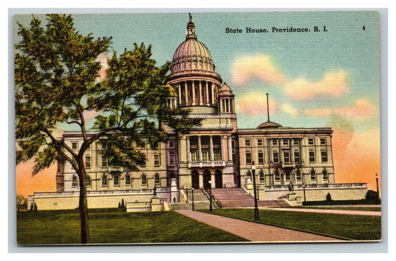 Vintage 1930's Postcard State House Building Providence Rhode Island