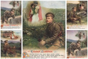 British songs Eileen Alanna romantic military lover full set of 4 postcards