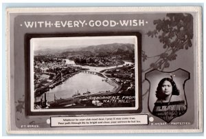 c1920's With Every Good Wish Kaiti Hill Gisborne New Zealand RPPC Photo Postcard