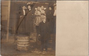 RPPC Man White Goatee Women on Barrels Girls Prairie Fashion Postcard F22