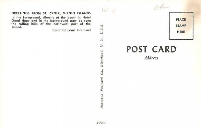 Greetings from Virgin Islands St Croix Postcard