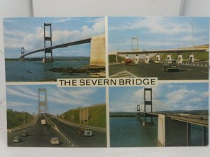 Vintage Postcard Multiview The Severn Bridge Toll Booths 1960s