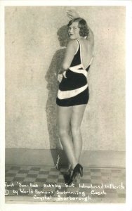 Postcard RPPC 1930s Sexy sun back Bathing Suit Woman 23-2796