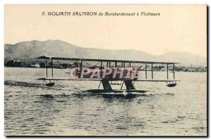 Old Postcard Jet Aviation Goliath bombing Salmson has floats Seaplane