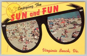 1960's ENJOYING THE SUN & FUN VIRGINIA BEACH VA*2 VIEWS*SUNGLASSES*SUNBATHERS