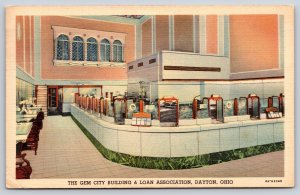 Dayton Ohio~Gem City Building & Loan Association Interior~Marble Counters~Linen