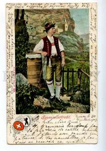 213984 SWITZERLAND Smoking Appenzeller costume RPPC 1903 year