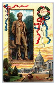 Abraham Lincoln St Gaudens Statue Washington DC Embossed DB Postcard U15