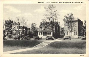 Rockville Maryland MD Masonic Temple Masons Baptist Church Vintage Postcard