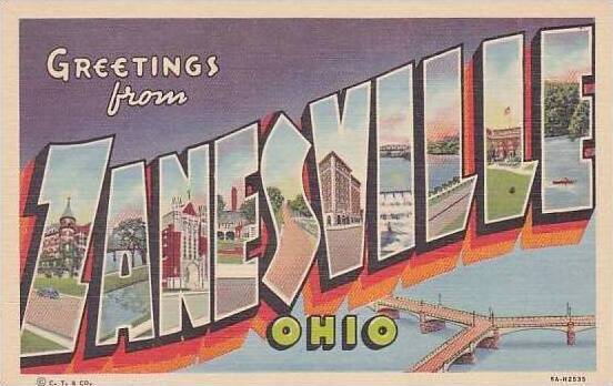 Ohio Zanesville Greetings From / HipPostcard