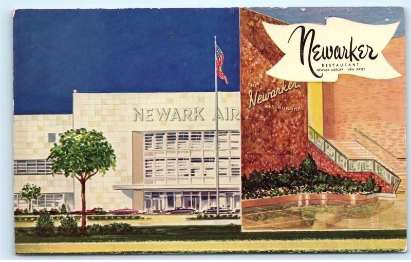 *The Newarker Restaurant Newark Airport Newark NJ New Jersey Old Postcard B68