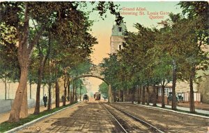 Tram-Horse Carriage Grand Alleé-St. Louis Gate-Quebec City Canada~1910 Postcard