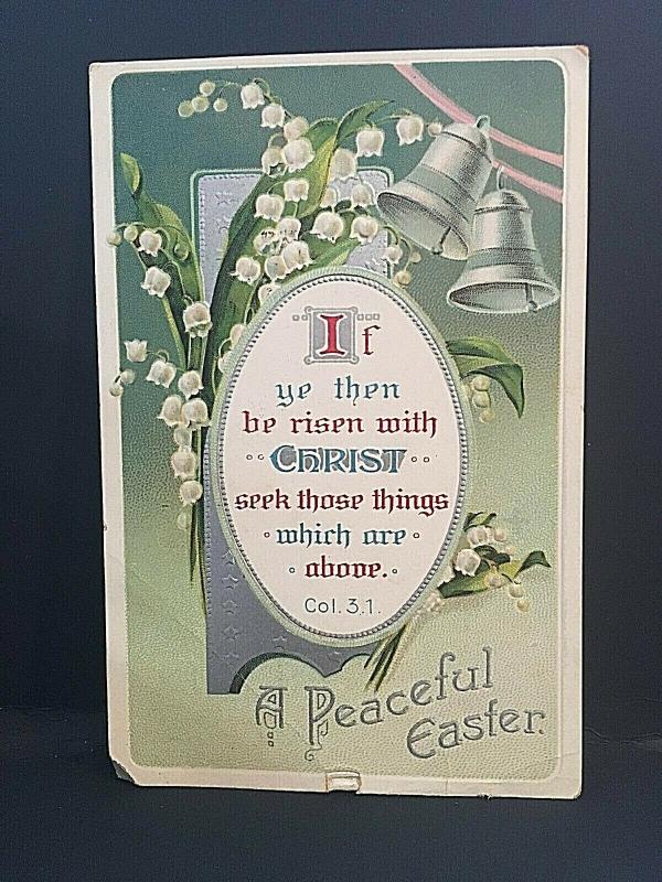 Postcard Antique Embossed Easter Greetings, A Peaceful Easter      U1