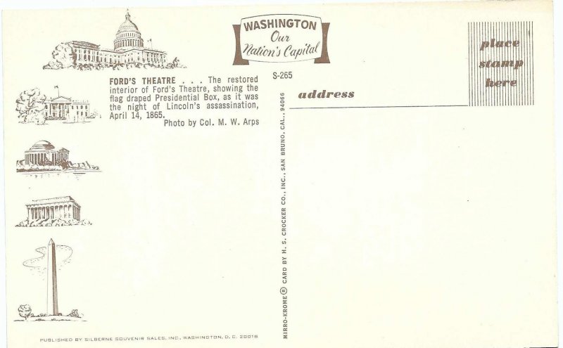 Ford's Theater Washington DC Where Lincoln Was Shot in Flag Draped Box