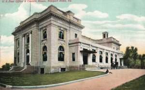 Vintage Postcard 1910's View of U.S. Post Office & Custom House Newport News VA