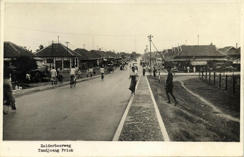 indonesia, JAVA BATAVIA, Tandjong Priok, Zuiderboorweg (1937) RPPC Stamps