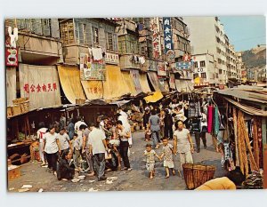 Postcard An open-air market in Kowloon, Hong Kong, China