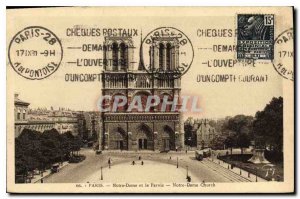 Postcard Old Paris Notre Dame and the Parvis