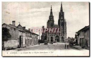 Old Postcard Lepine Great street and the church Notre Dame