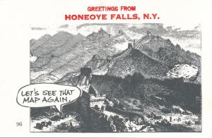 Greetings from Honeoye Falls NY New York Great Wall of China Village Print Humor