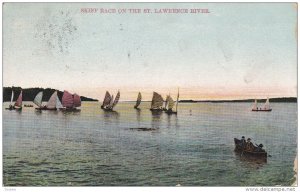 ONTARIO, Canada, 1900-1910's; Skiff Race on the St. Lawrence River