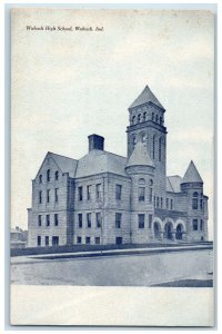 c1910 Wabash High School Exterior Building Road Wabash Indiana Vintage Postcard