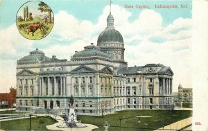 Vintage Postcard; State Capitol Indianapolis IN w/ State Seal, Unposted Wheelock