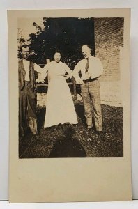 RPPC Woman and Two Men Real Photo c1907 Postcard G6