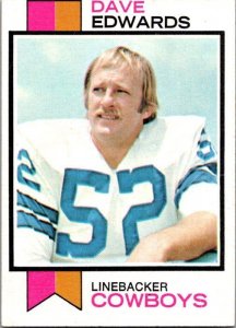 1973 Topps Football Card Dave Edwards Dallas Cowboys sk2613