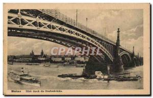 Old Postcard Mainz Blick durch die Straßenbrücke Charter