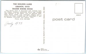 Postcard - Shaker Dining Room, The Golden Lamb - Lebanon, Ohio 