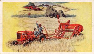 Allis Chalmers All Crop Harvester Tractor Farming advertising postcard