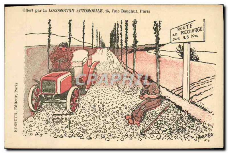 Postcard Old Automobile recharge Road
