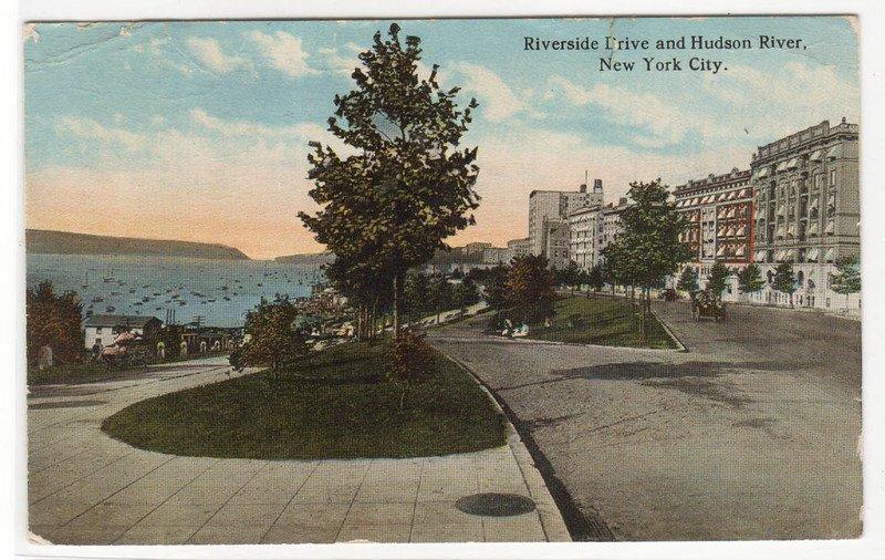 Riverside Drive Hudson River New York City 1921 postcard