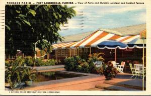 Florida Fort Lauderdale Terrace Patio View Of Outside Dining Terrace 1952 Cur...