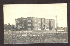 RPPC BLACKWELL OKLAHOMA HIGH SCHOOL BUILDING VINTAGE REAL PHOTO POSTCARD