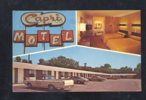 AVOCA IOWA CAPRI MOTEL INTERIOR OLD CARS VINTAGE ADVERTISING POSTCARD