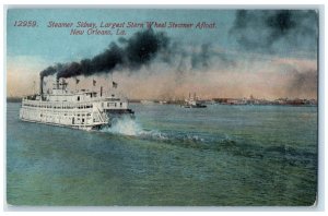 c1910 Steamer Sidney Largest Stern Wheel Steamer Afloat New Orleans LA Postcard