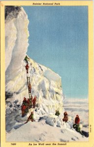 Ice Wall Mount Rainer National Park Summit Mountaintop Scenic Linen Postcard 