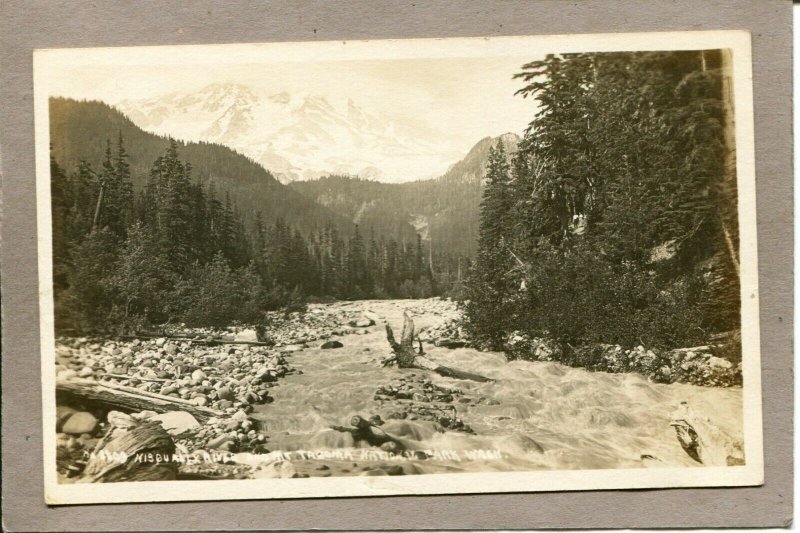  Postcard WA Tacoma National Park Real Photo RPPC River Stream Mts c1930s 2647N