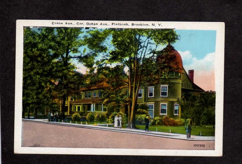 NY Caton Ave. Flatbush Ocean Ave Brooklyn New York City NYC Postcard