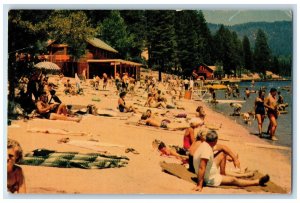 c1960's Bathing, Sand Scene, The Rim of the World Lakes Big Bear CA Postcard