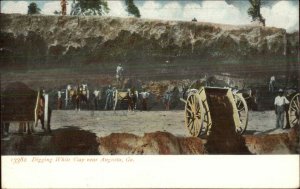 Black Americana - Men Digging White Clar Near Augusta GA c1905 Postcard