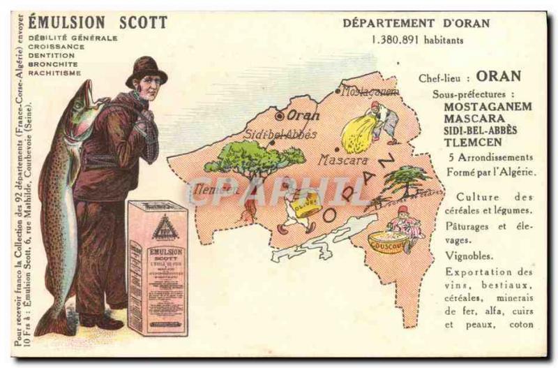 Old Postcard geographical maps Emulsion Scott Oran Algeria