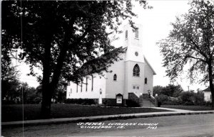 Real Photo Postcard St. Peters Lutheran Church in Ocheyedan, Iowa