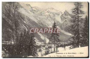 Old Postcard Chamonix and Mont Blanc Winter