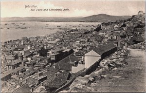 Gibraltar The Town And Commercial Mole Vintage Postcard C117