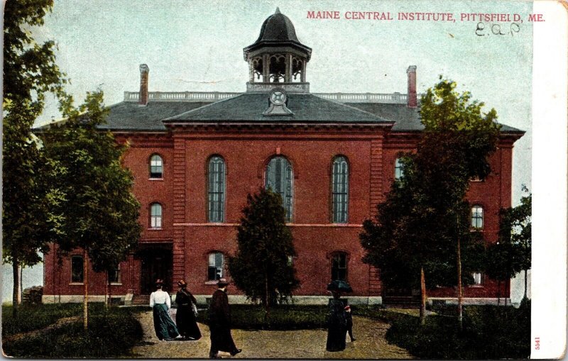 Historic Maine Central Institute Building Pittsfield Maine UDB Postcard 