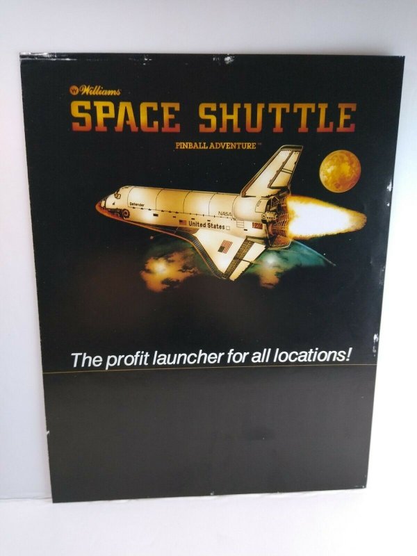 Space Shuttle Pinball Flyer Original Foldout Brochure US Defender Aircraft 1984 