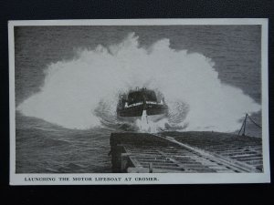 Norfolk CROMER Launching The MOTOR LIFEBOAT - Old Postcard by Sanbride